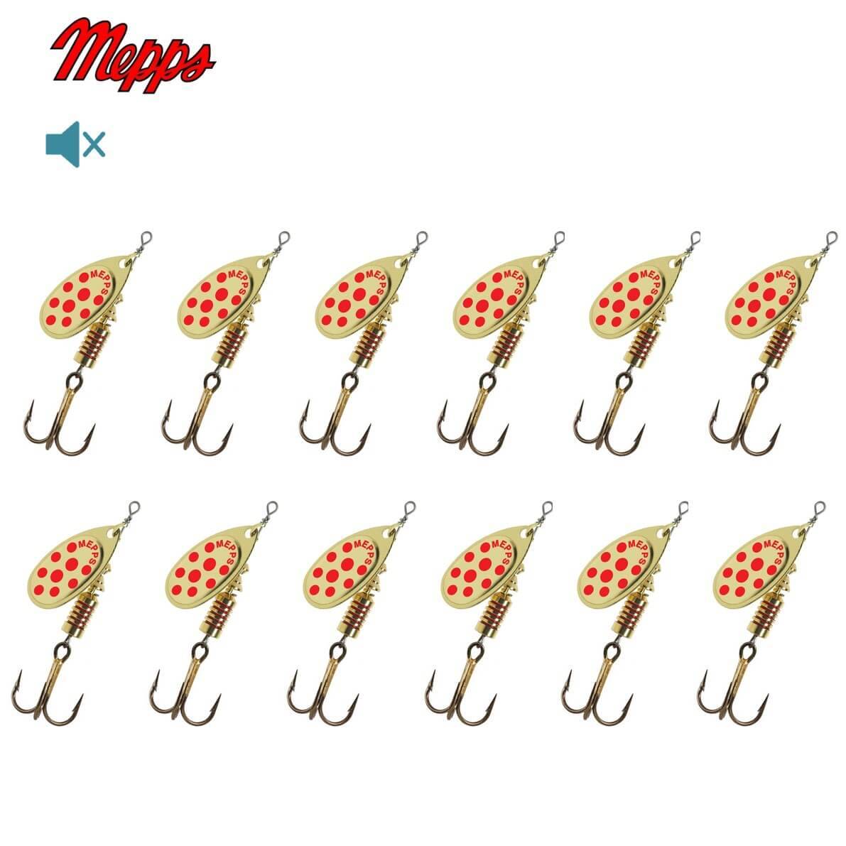 2 Cuillères De Pêche Mepps Aglia Or Points Rouges Taille 3 - 6,5g - Fabriqué En France