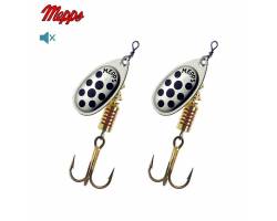 Lot de 2 Cuillers Mepps Aglia Argent Points Noirs Lot de 2 Cuillers Mepps Aglia Argent Points Noirs