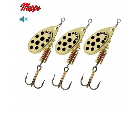 Lot de 3 Cuillers Mepps Aglia Or Points Noirs