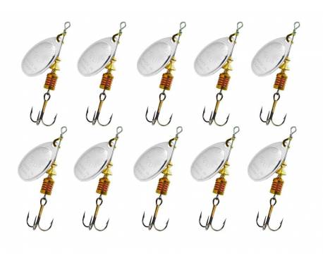 Mepps Lot de 10 cuillers Aglia Argent