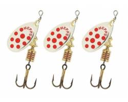 Lot de 3 Cuillers Mepps Aglia Argent Points Rouges