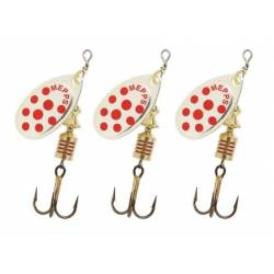 Lot de 3 Cuillers Mepps Aglia Argent Points Rouges