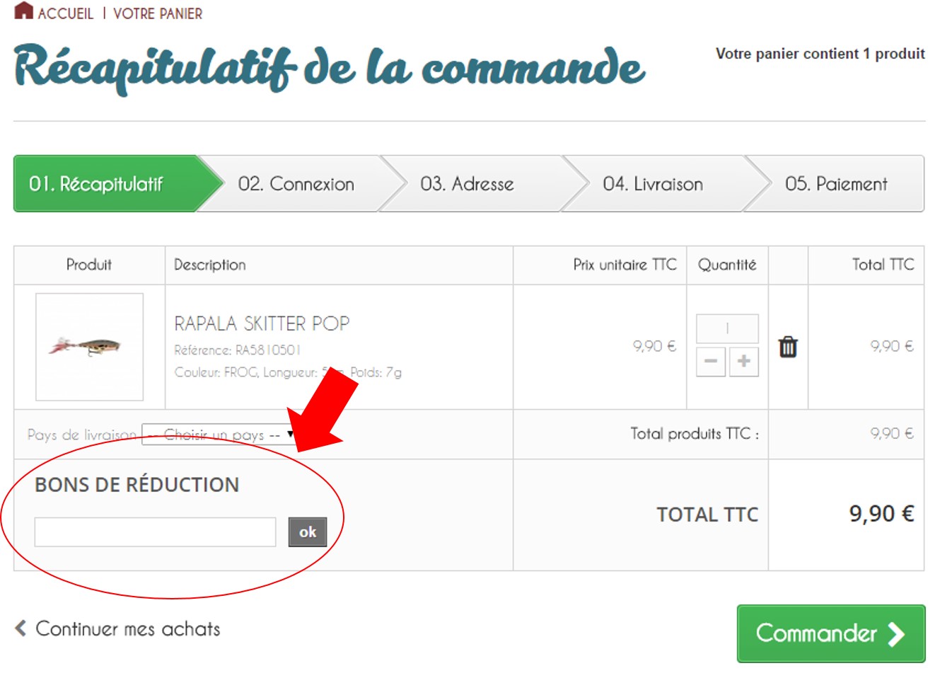 saisie code promo carnasport